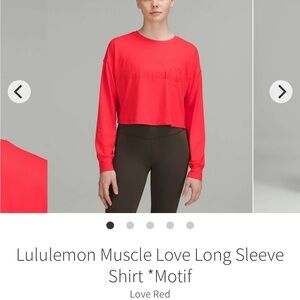 Lululemon Athletica Cropped Muscle Love Long Sleeve Shirt *Motif* Love Red